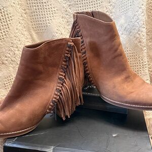 Dolce Vita Fringe Brown Ankle Boots
